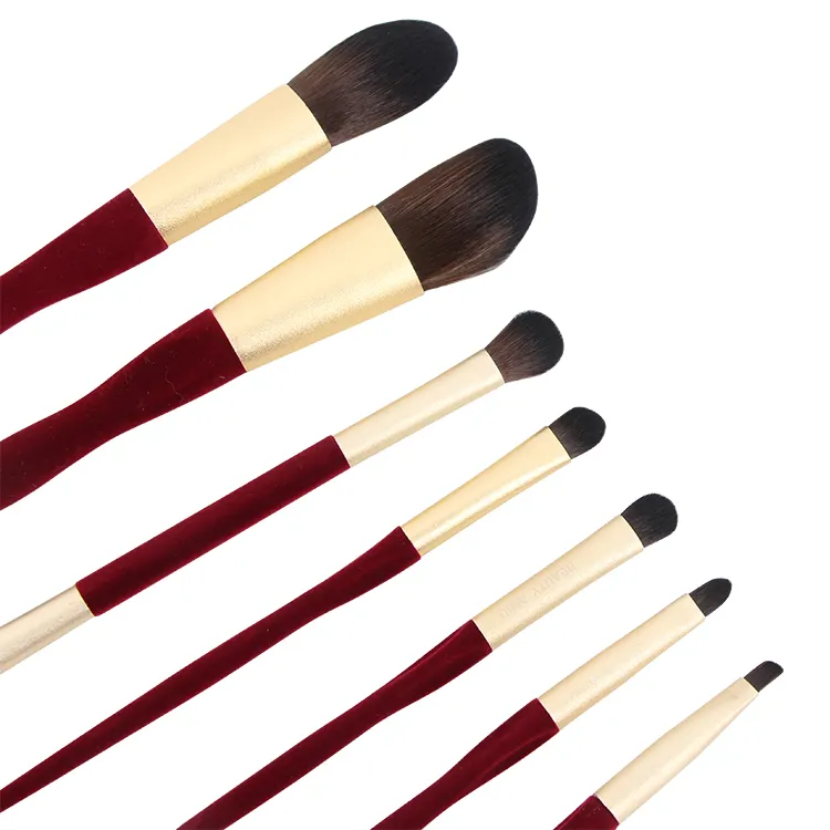 7 PCS Burgundy Red Makeup Brush Set