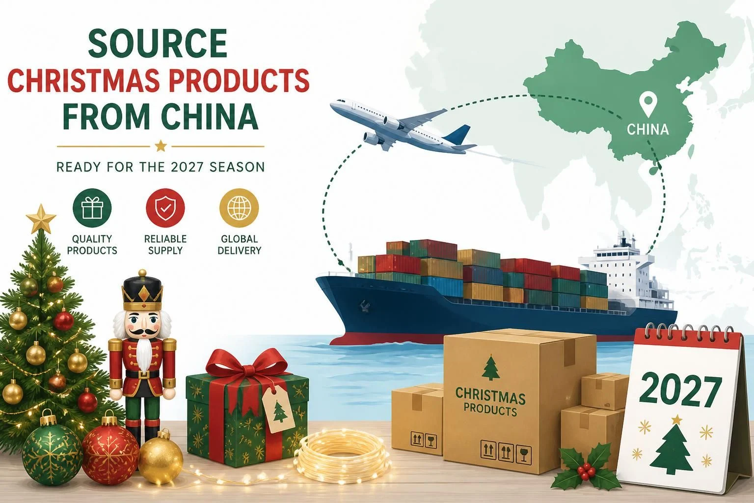 Sourcing Christmas products from China for the 2027 season: ornaments, lights, gifts and freight routes
