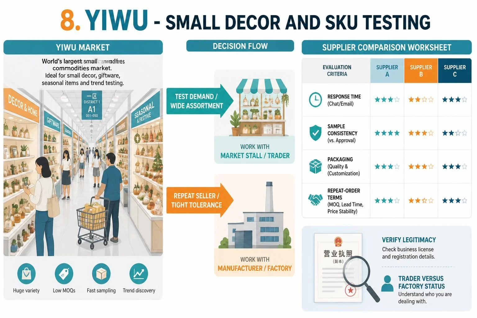 Yiwu small decor and SKU testing: market aisle and supplier comparison