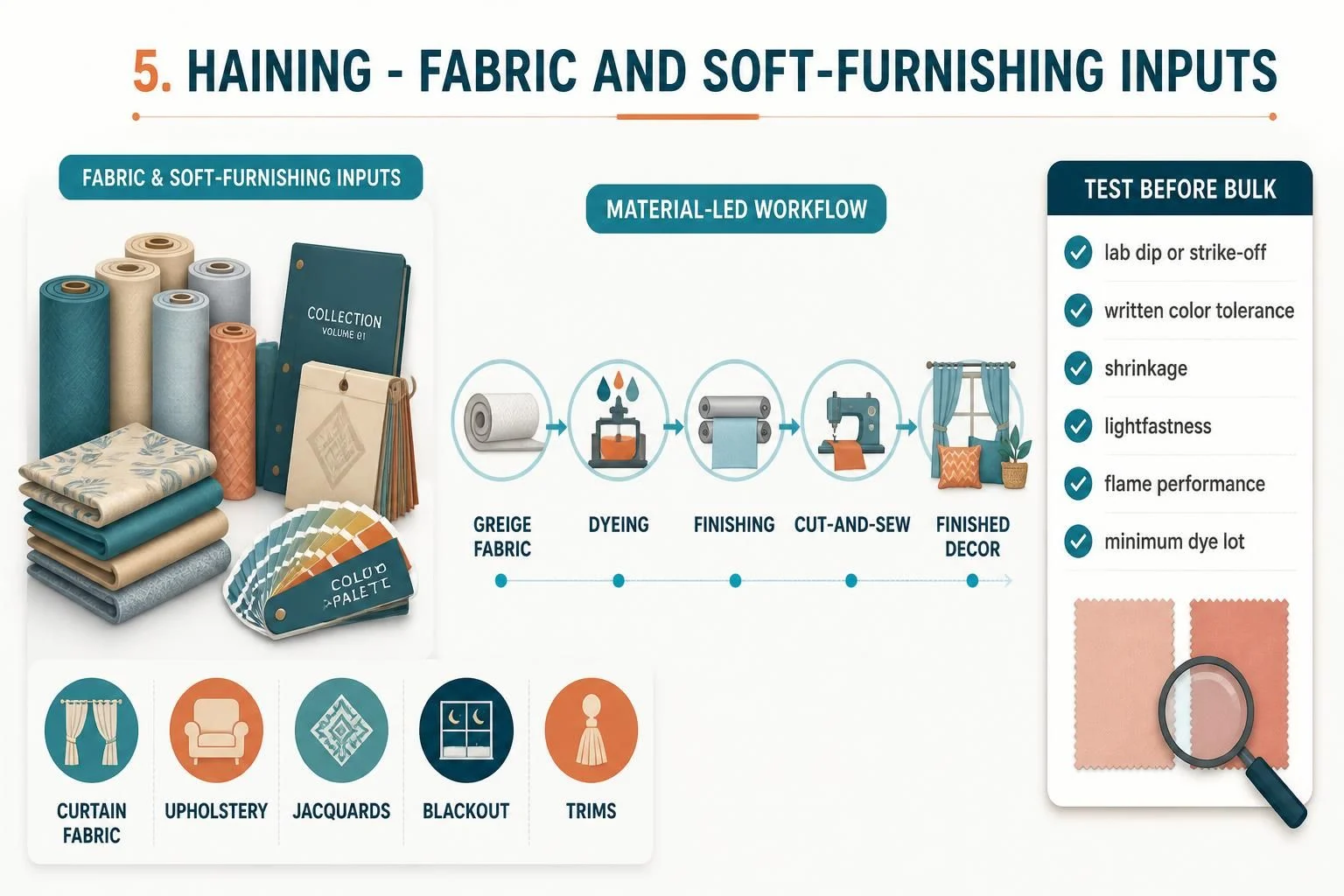 Haining fabric sourcing: material workflow from greige fabric to finished decor